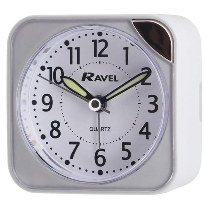 Ravel Small Square Quartz Travel Alarm Clock - White RC001.4