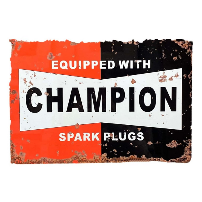 Vintage Metal Champion Spark Plugs Wall Sign Plaque