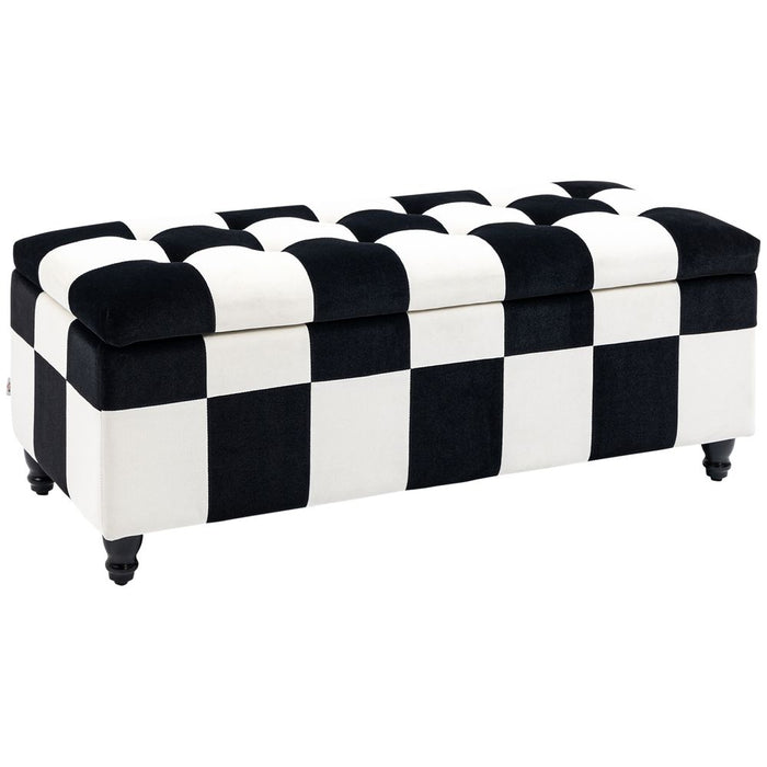 Premium 114cm Velvet Storage Ottoman: Button-tufted Footstool Box, Spacious and Stylish