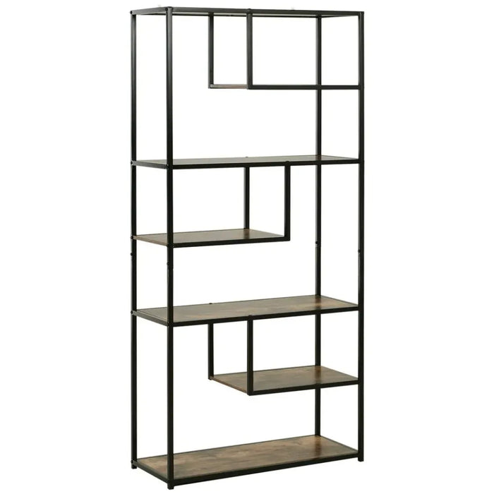 Wood Bookshelf Industrial Style Stand 6-Tier Living Room Display Rack Organiser