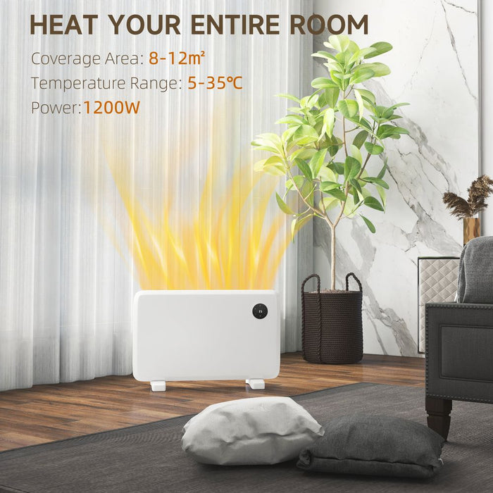 1200W Electric Convector Heater, Quiet Space Heater with LED Display, White