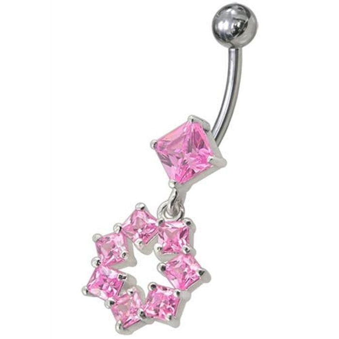 Fancy Dangling SS Banana Navel Belly Ring Body Jewelry