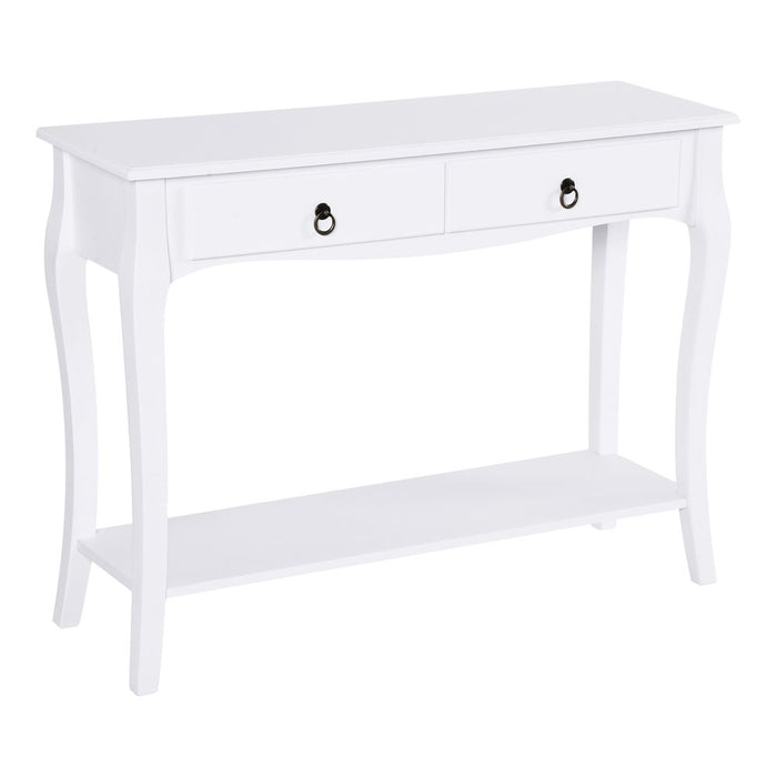 Console Table Storage Display Desk W/ 2 Drawers-Ivory White