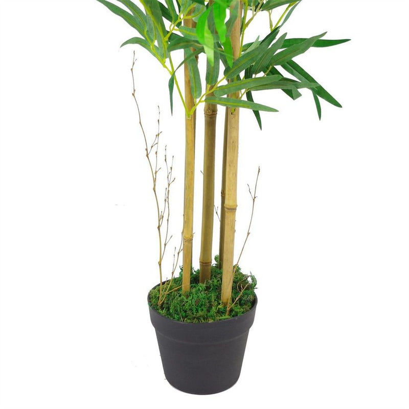 Realistic 4ft Artificial Bamboo Trees w/ Silver Metal Planter - High-Quality & Low-Maintenance - Perfect Indoor Decor