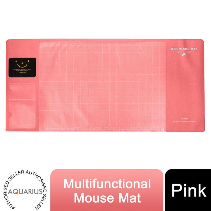 AQ Multifunctional Pink Office Desk Mouse Mat: Eco-friendly, PVC+DS Material - Calendar, Phone Holder & More!