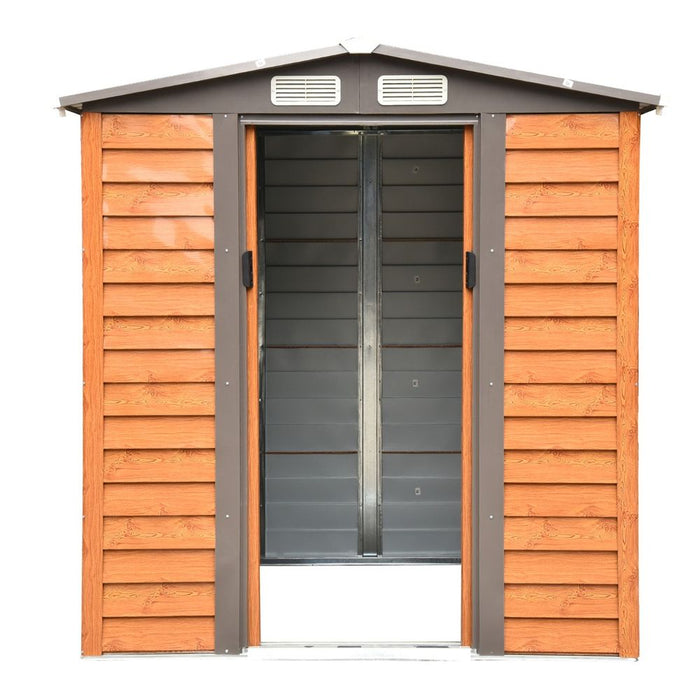 6x5ft Metal Garden Shed - Brown, 193Lx152Wx203Hcm - Tool Storage for Gardening - High Quality