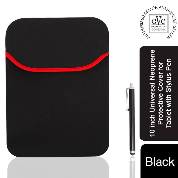 GVC 10 inch Universal Black Neoprene Protective Cover for Tablet with Stylus Pen