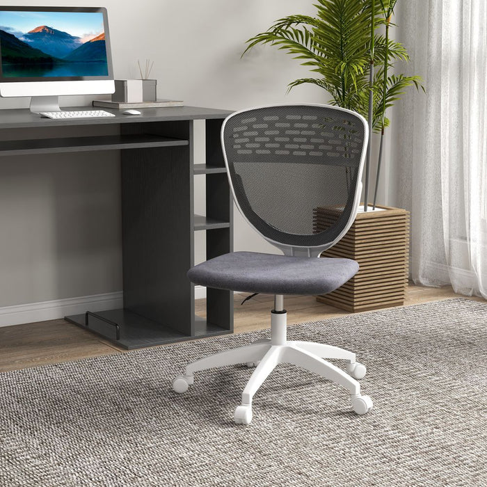 Vinsetto Desk Chair, Height Adjustable Mesh Office Chair with Wheels, Grey