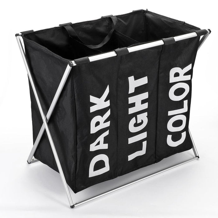 Vinsani X-Shape 3 Section Laundry Sorter - Dark, Light & Color - Waterproof & Sturdy - L63xW40xH58cm