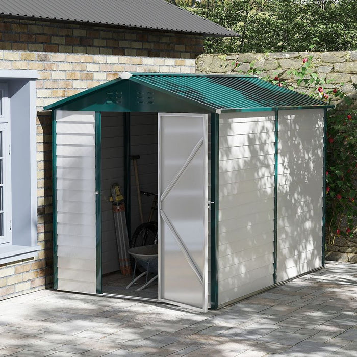 Premium 9x6 Galvanized Metal Garden Shed - Secure & Spacious Storage Solution for Backyard & Patio