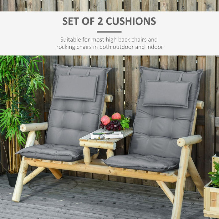 Set of 2 Garden Chair Cushion Seat, Dark Grey