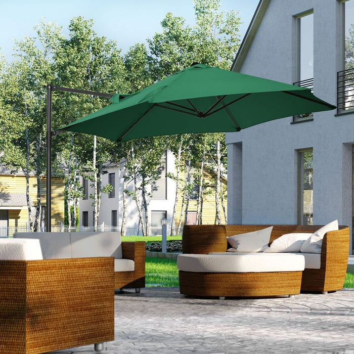 High-Quality 2.5M Cantilever Parasol 360° Rotation, Green