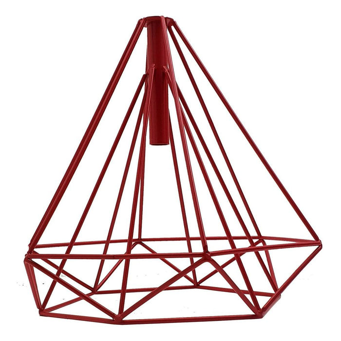 Retro Red Colour Geometric Wire Cage Design Easy Fit Lighting