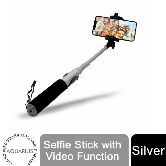 Aquarius Selfie Stick - Silver | Premium Aluminum Material | 5 Flex Sections | 270° Phone Holder | Extends 18-60cm