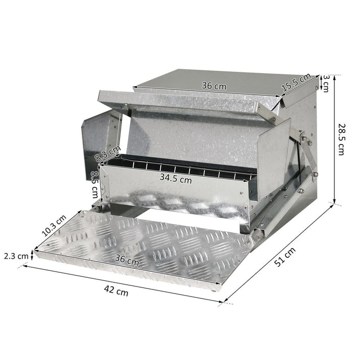 Automatic Chicken Feeder Galvanized Steel Poultry Feeders, 11.5kg of Feeds Pawhut