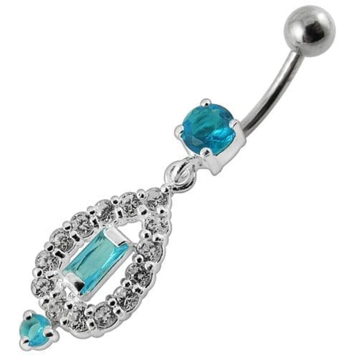 Fancy Vinatge Royal Design Jeweled Dangling Curved Belly Ring