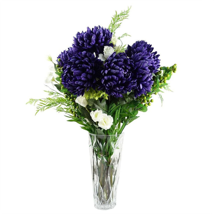 6 Extra Large Purple Reflex Chrysanthemum - Silk Petals