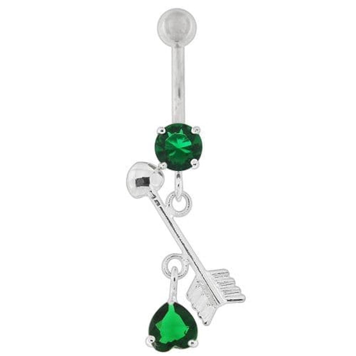 Arrow with Heart Dangling Belly Button Ring