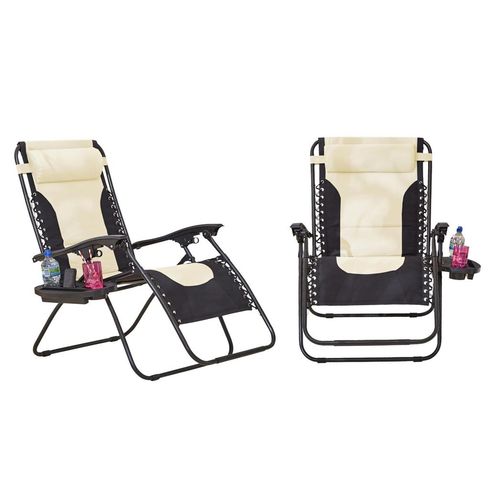 Neo Pair of Outdoor Zero Gravity XL Sun Loungers � Cream