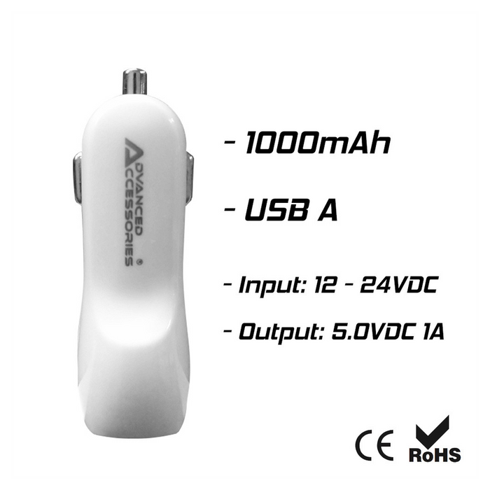 AA CHARGE-IT USB Car Charger-White