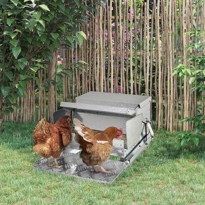 Automatic Chicken Feeder Galvanized Steel Poultry Feeders, 11.5kg of Feeds Pawhut