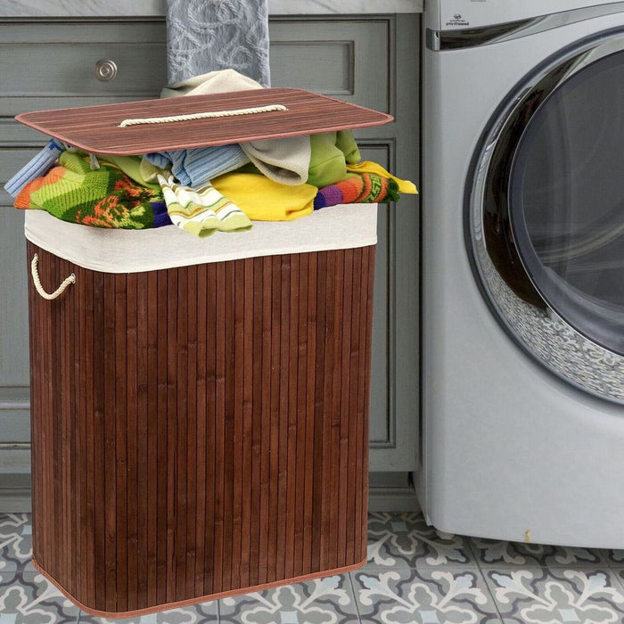 Bamboo Laundry Basket-Brown w/ Divider