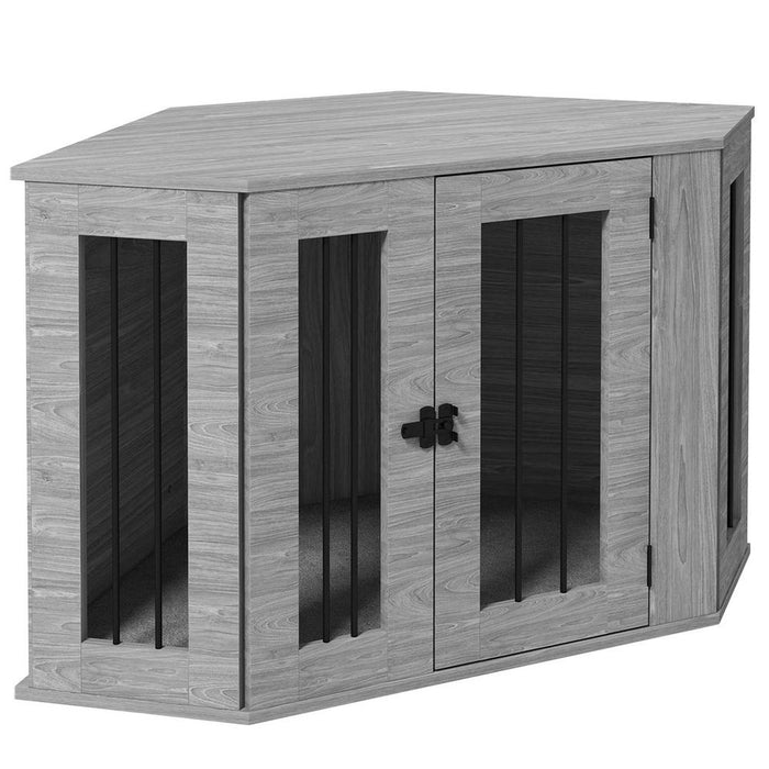 Premium PawHut Dog Crate Furniture- Comfy, Stylish, Grey - Large Door, Cushion