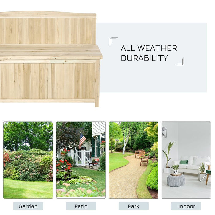 Outdoor Garden Bench & Storage: Wood Deck Seating & Arch Design