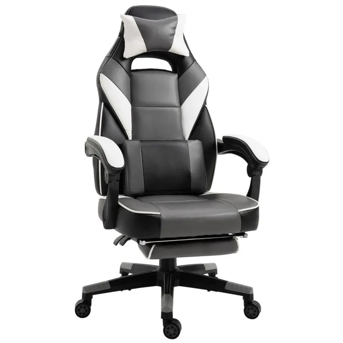 Gaming Chair Ergonomic Computer Chair w/ Footrest Headrest Lumbar Pillow Grey