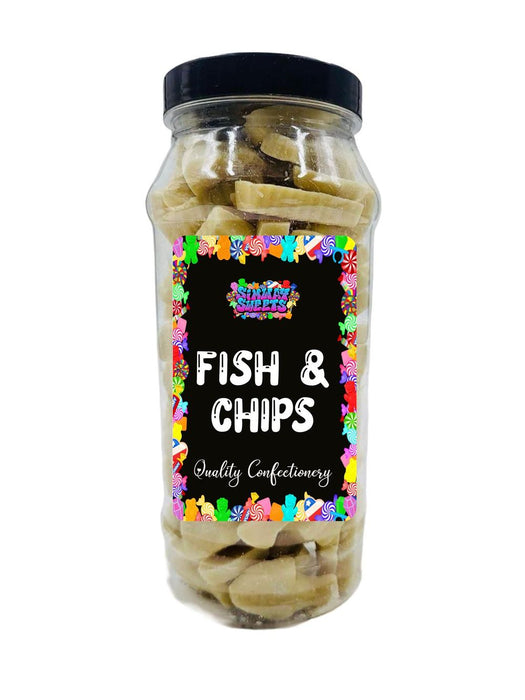 Premium White Chocolate Fish & Chips Sweets Jar - Perfect Retro Gift