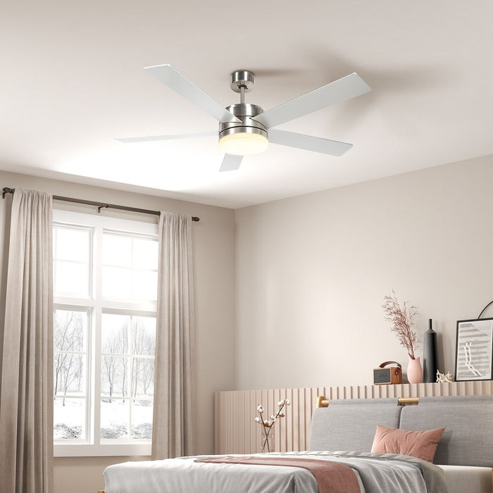 HOMCOM Reversible Ceiling Fan w/ Light & Remote - Silver & Natural, High Quality