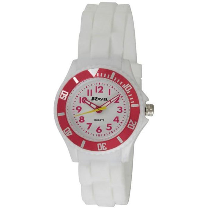 Ravel Kids White Silicon Sports Watch - Clear Dial, Comfortable Strap - R1802.4