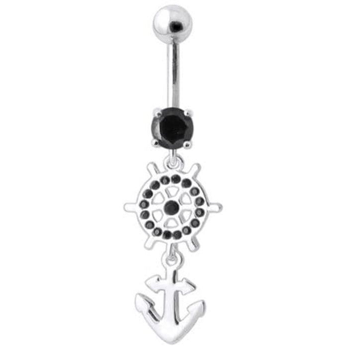 Ship Helm with Anchor Navel Belly Ring