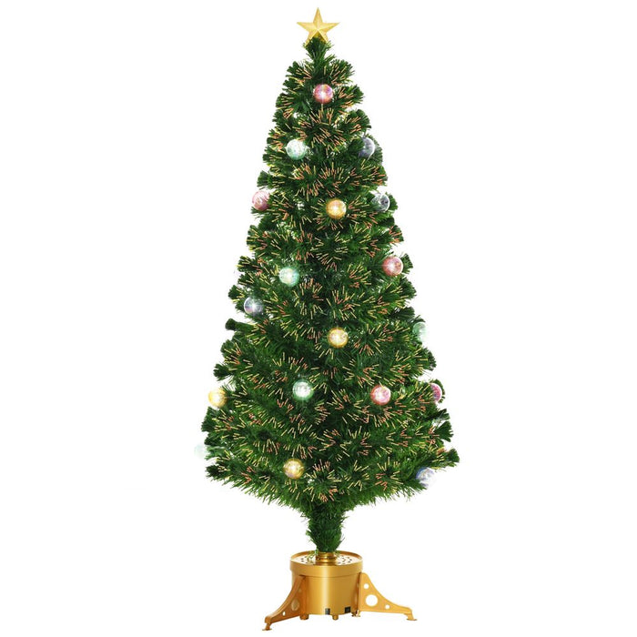 5FT Prelit Artificial Christmas Tree Fiber Optic Xmas Indoor Golden Stand Green