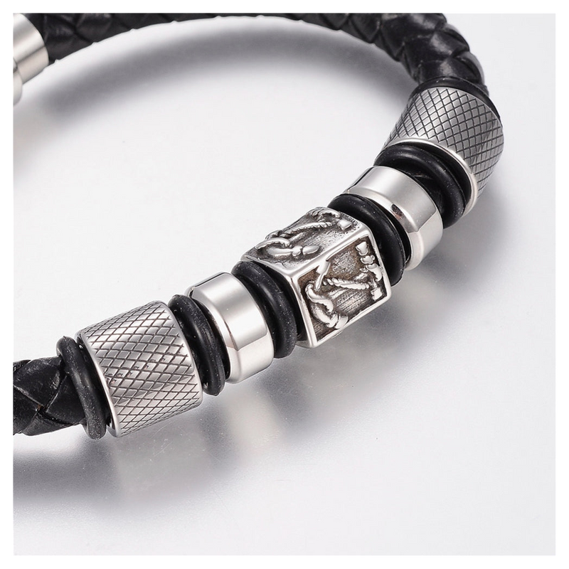 Mens Nautical Leather Bracelet | Ideal Birthday or Christmas Gift