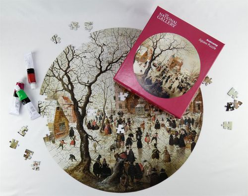 A Winter Scene with Skaters near a Castle - National Gallery 400 Piece Circular Jigsaw Puzzle