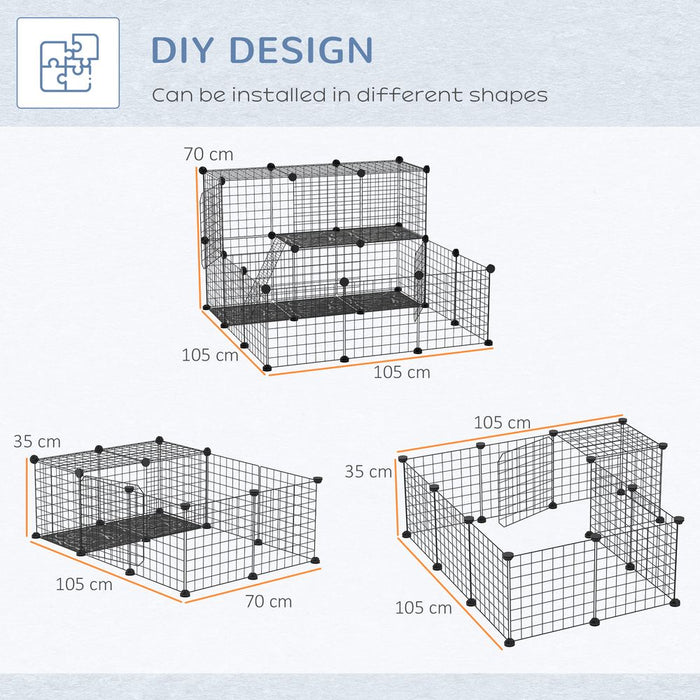 Adjustable 30Pc Pet Cage: Steel Bars & Doors + Trays - High Quality - Pawhut