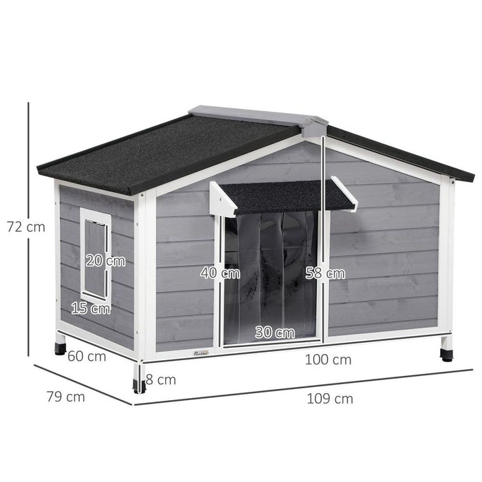 Premium Outdoor Wooden Dog Kennel 109x79x72cm, Top Quality & Easy Assembly, Ideal for Medium Breed Dogs Like Border Collies & Bulldogs