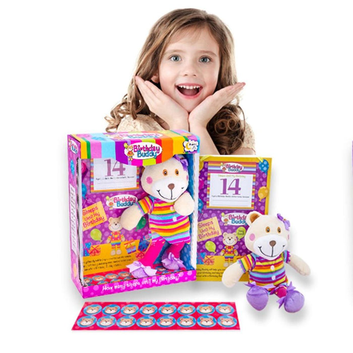 Ultimate Birthday Buddy (Girl) & (Boy) Toy - Countdown, Plush Bear, Calendar, Stickers!