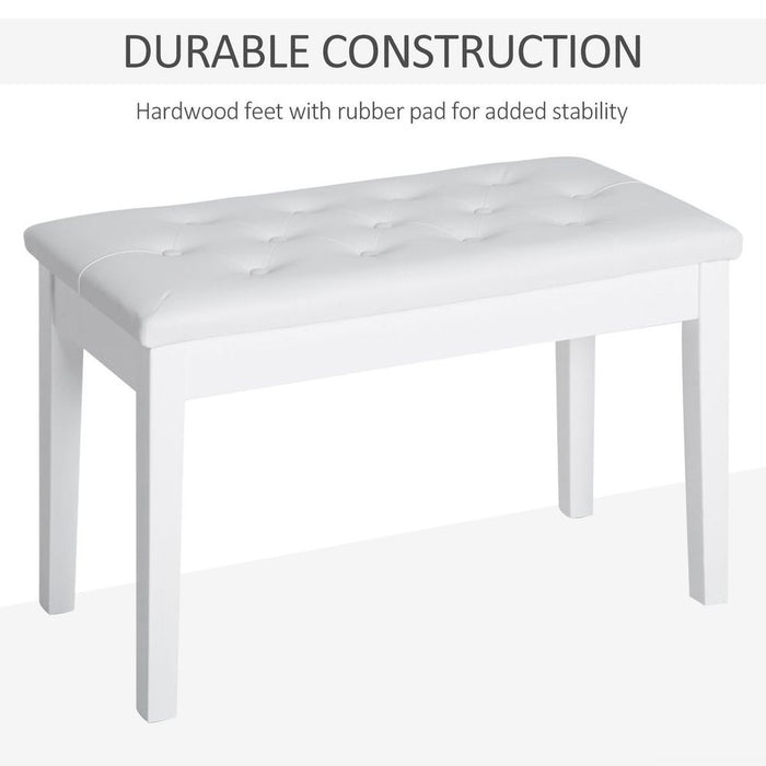 High-Quality Digital Keyboard Piano Bench Makeup Padded Seat Stool - White