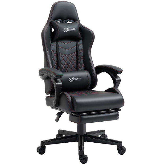 Vinsetto Racing Gaming Chair - Faux Leather Gamer Recliner - Home Office, Black