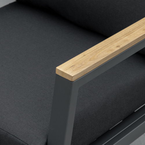 4Pc Garden Sofa Set with Padded Cushions, with Coffee Table, Grey