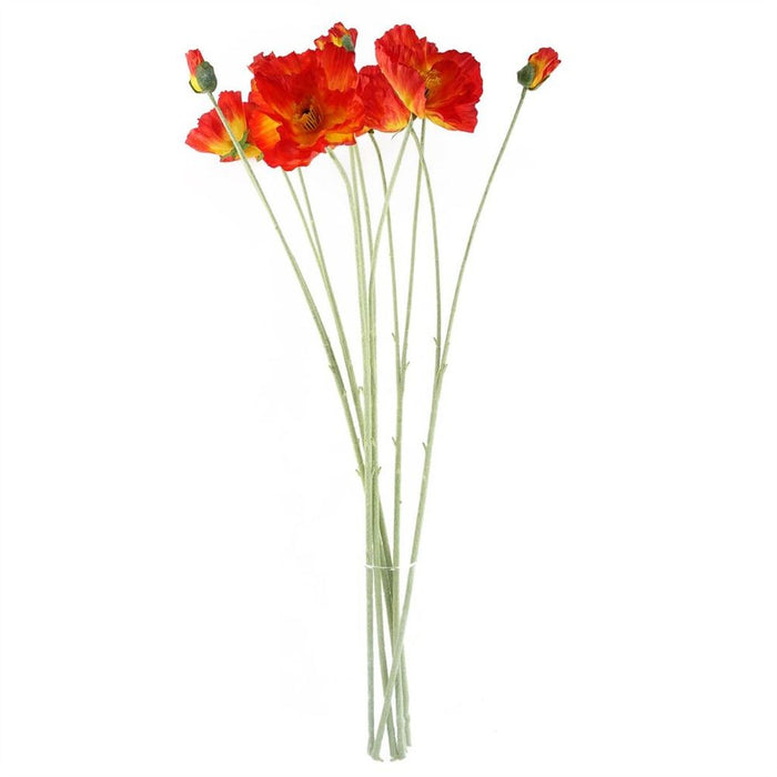 Pack of 6 x 100cm Artificial Poppy Stem - 2 Flowers