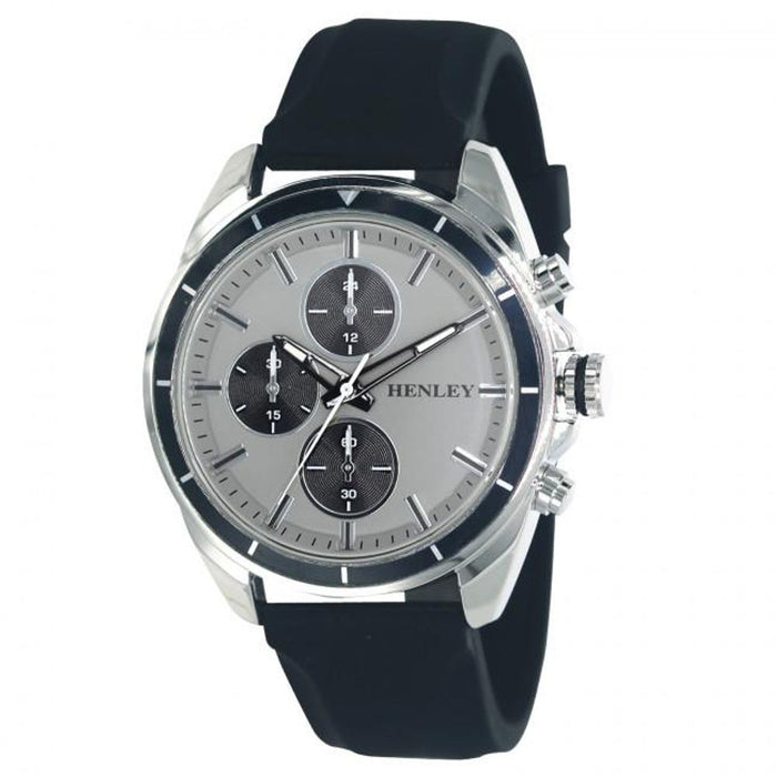 Men's Multi Eye Grey Dial Black Silicone Strap Watch - Quality Henley H02209.13