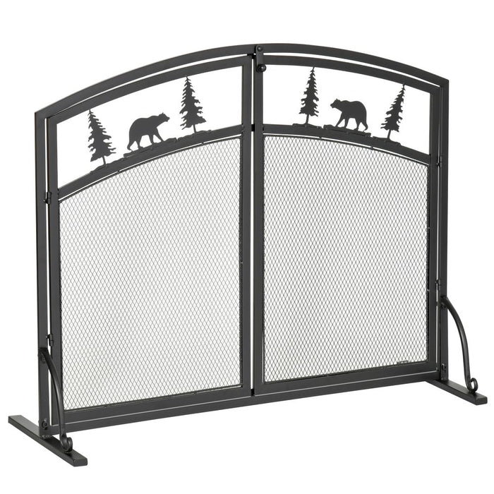 Fire Guard with Double Doors, Metal Mesh Screen, Spark Flame Barrier, HOMCOM