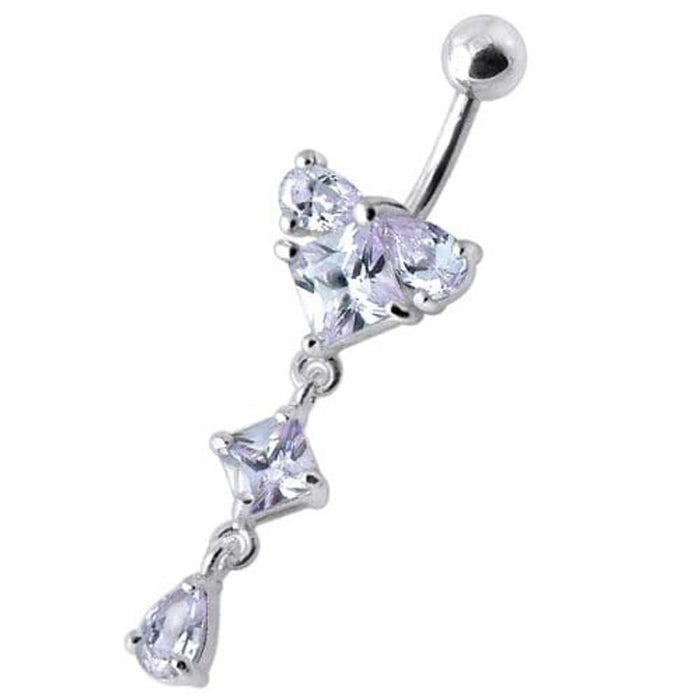 fashionable Jeweled Dangling With SS Bar Navel Body Jewelry Ring