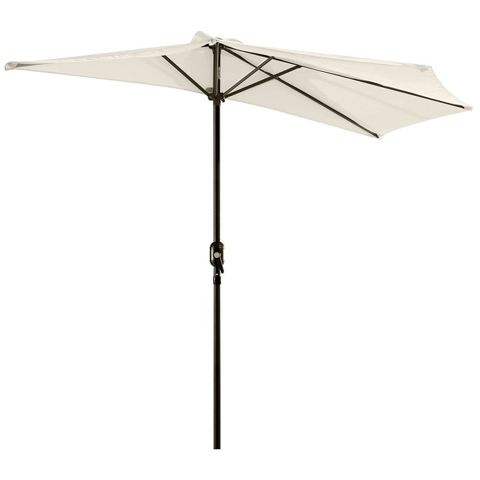 Outsunny 3m Half Round Umbrella Parasol - White | Compact Wall-Mounted Patio Shade Solution