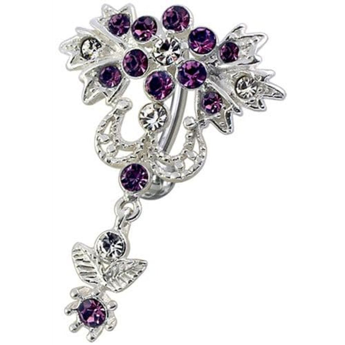 Fancy Crown Shape Dangling Belly Ring Navel Button