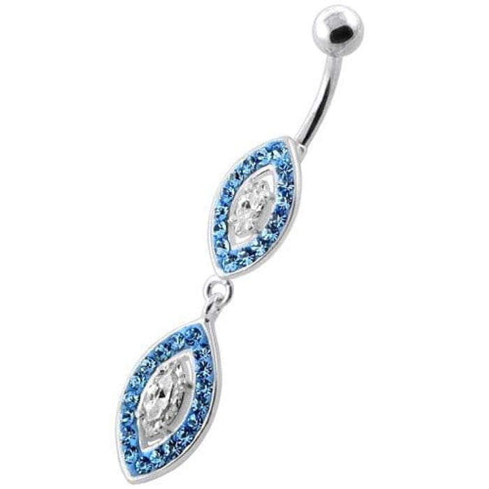 Multi Jeweled Twin Oval belly bar