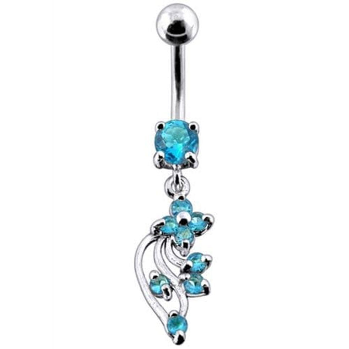 Silver Jeweled Fancy Dangling Belly Ring